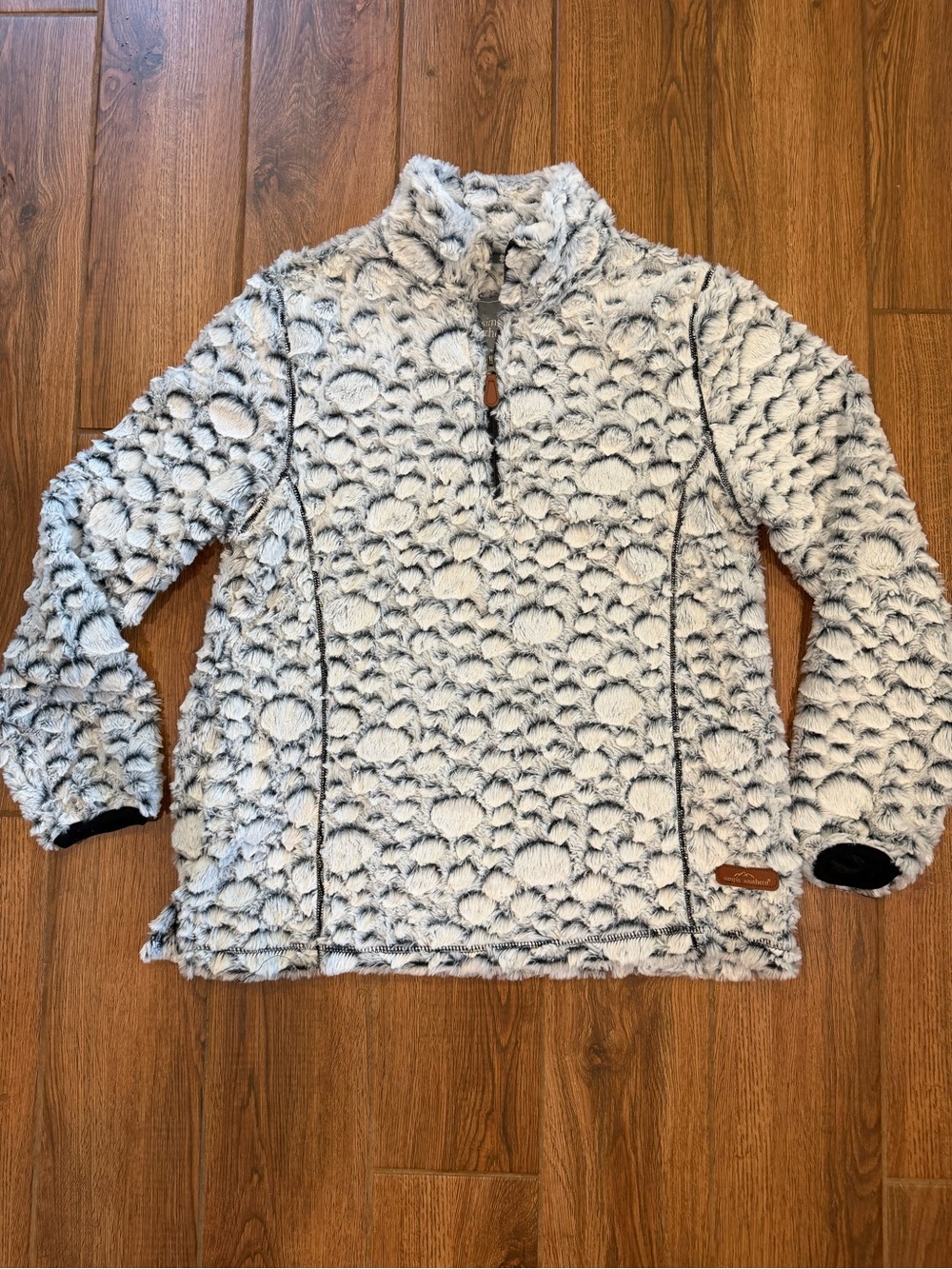Simply Southern Women's Gray/White 1/4 Zip Fleece Pullover Size XL